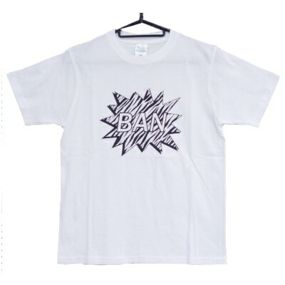 在庫処分 BAN 印象的なプリントロゴのオリジナルTシャツ☆☆ オリジナル Tシャツ おしゃれ ウェア トップス 個性的 ホワイト 英文 ロゴ ブラック 白 黒 吹き出し ゼブラ