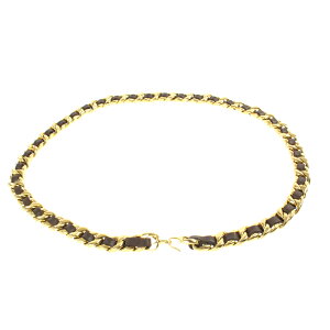 極美品 シャネル CHANEL レザーチェーン ベルト ブラウン eit0069P3198 格安セール