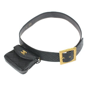 極美品 シャネル CHANEL ミニミニマトラッセ ココマーク ベルト ウエストバッグ ブラック P6962 安売り