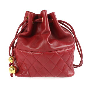 美品 シャネル CHANEL マトラッセ 巾着 ショルダーバッグ レザー 2番台 レッド P7866 バーゲン