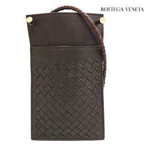 極美品 ボッテガヴェネタ BOTTEGAVENETA イントレチャート ウォレット ショルダーバッグ レザー ブラウン C2093 通販セール