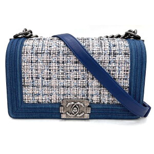 極美品 シャネル CHANEL ボーイシャネル ショルダーバッグ ツイード×デニム インディゴブルー eit0054 格安セール