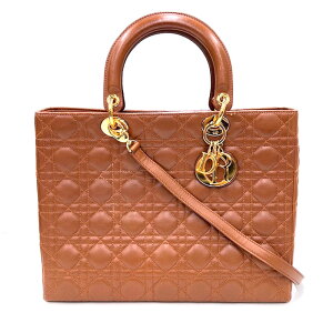 極美品 クリスチャンディオール Christian Dior レディディオール カナージュ 2way ハンド ショルダーバッグ ブラウン P10999 通販