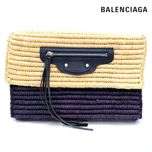 極美品 バレンシアガ BALENCIAGA ラフィア ラタン クラッチバッグ ベージュ×パープル P11143 安売り