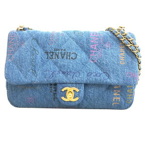 シャネル CHANEL スモールフラップ ターンロック チェーン ショルダーバッグ デニム ブルー C2884 通販セール