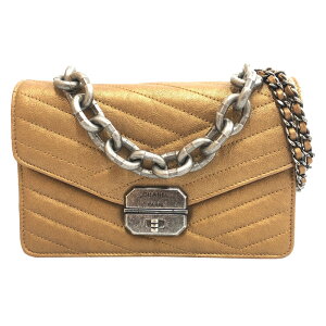 美品 シャネル CHANEL ターンロック チェーン 2way ショルダーバッグ レザー ゴールド C2930 通販
