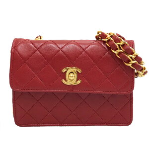 シャネル CHANEL ミニマトラッセ ターンロック チェーン ショルダーバッグ レザー レッド C2938 安売り