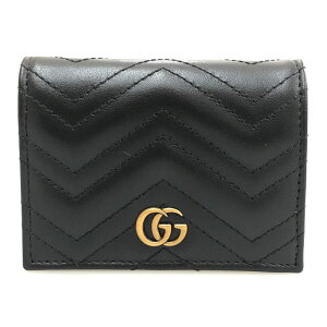 美品 グッチ GUCCI マーモント 折り財布 レザー ブラック P11401 バーゲン