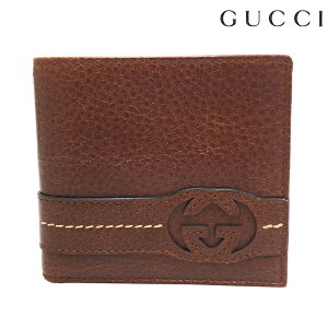 美品 グッチ GUCCI ロゴ 折り財布 ブラウン P11403 キャンペーン