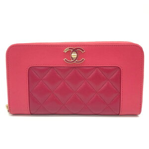 美品 シャネル CHANEL マドモアゼル ココマーク ラウンドファスナー 長財布 レザー ピンク P11421 バーゲン