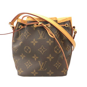 美品 ルイ・ヴィトン LOUIS VUITTON モノグラム ナノ ノエ 巾着 M41346 ショルダーバッグ PVC レザー ブラウン P11520 ネット通販