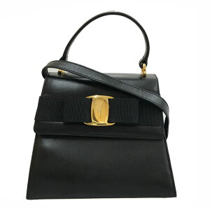 美品 サルヴァトーレフェラガモ Salvatore Ferragamo ヴァラ 2WAY ハンド ショルダーバッグ レザー ブラック P11669 安売り