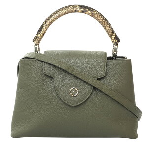 美品 ルイ・ヴィトン LOUIS VUITTON カプシーヌ BB M53665 2WAY ハンド ショルダーバッグ パイソン レザー カーキ P11889 安売り