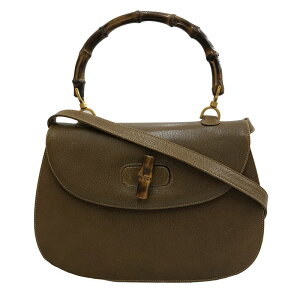 美品 グッチ GUCCI バンブー 2WAY ハンド ショルダーバッグ レザー ブラウン P12231 通販セール