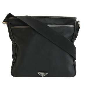 美品 プラダ PRADA トライアングルロゴ ショルダーバッグ ナイロン ブラック P12314 バーゲン