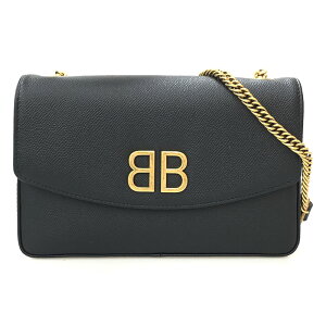 美品 バレンシアガ BALENCIAGA ロゴ チェーン ショルダーバッグ レザー ブラック P12372 通販