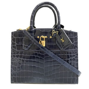 極美品 ルイ・ヴィトン LOUIS VUITTON シティ・スティーマーPM N98972 2WAY ハンド ショルダーバッグ クロコダイル ネイビー P12386 通販