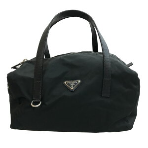 美品 プラダ PRADA トライアングルロゴ トート ハンドバッグ ナイロン レザー ブラック P12491 通販