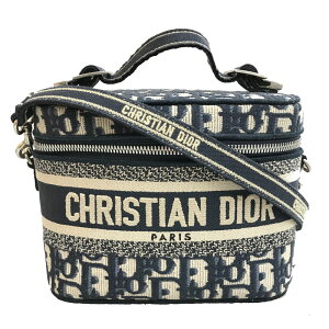 クリスチャンディオール Christian Dior オブリーク バニティ 2WAY ハンド ショルダーバッグ キャンバス ネイビー P12530 ネット予約