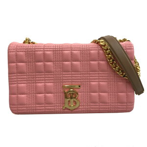 美品 バーバリー BURBERRY ロゴ チェーン ショルダーバッグ レザー ピンク P12531 通販
