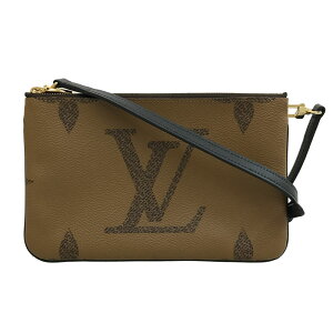 美品 ルイ・ヴィトン LOUIS VUITTON モノグラム ジャイアント リバースポシェット ドゥーブルジップ M69203 ショルダーバッグ PVC レザー ブラウン P12566 通販