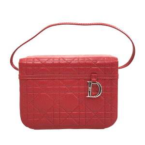 美品 クリスチャンディオール Christian Dior カナージュ バニティ ハンドバッグ レザー レッド P12568 バーゲン