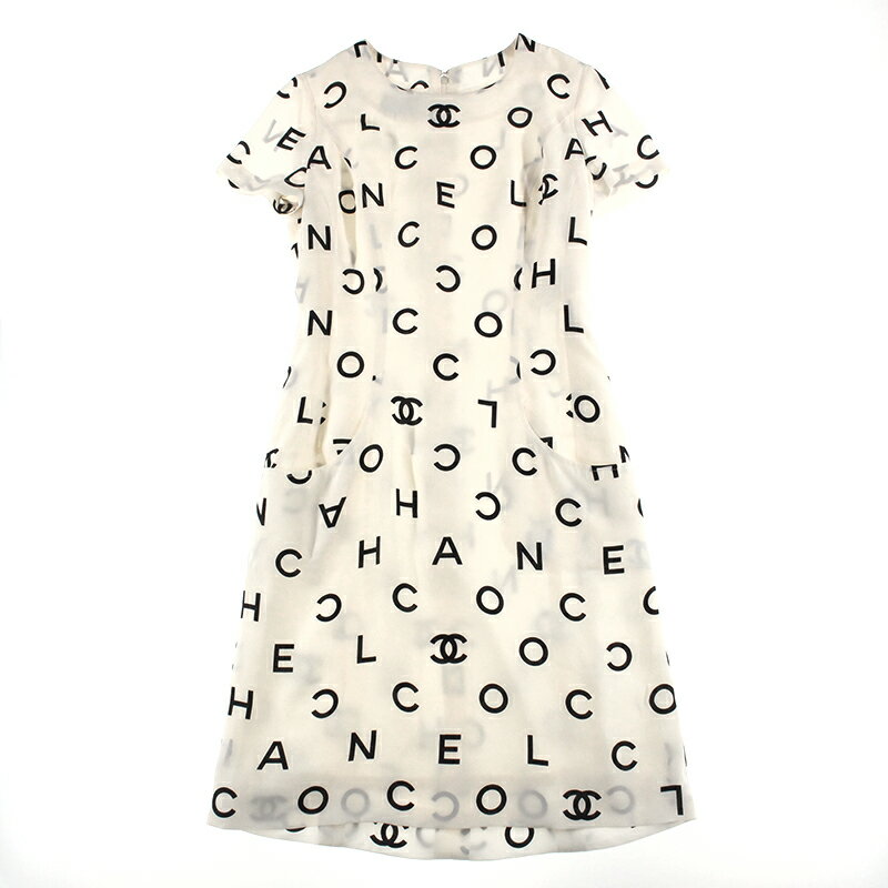 【エントリーでポイント10倍!+全商品20%OFF!11/27 1:59まで】シャネル CHANEL ココマーク ロゴ ワンピース ホワイト eit0627P4...
