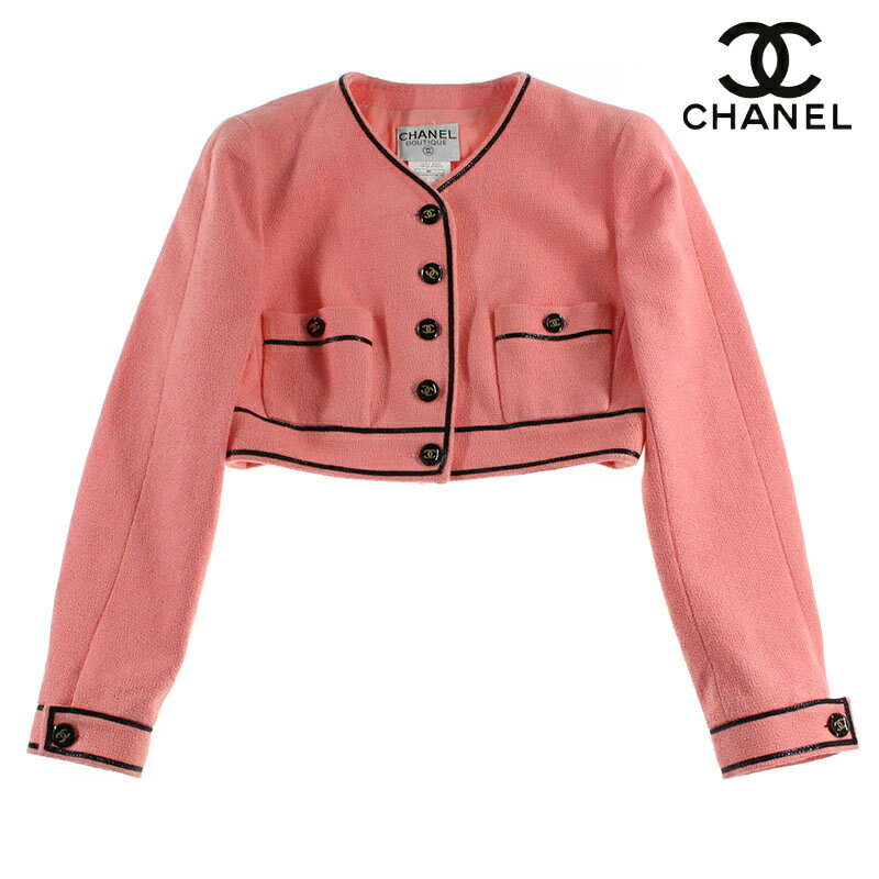 極美品 シャネル CHANEL ココボタン ショート丈 ジャケット 95P ピンク eit0189P4870 【中古】