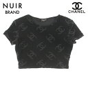 シャネル CHANEL ココマーク クロップド丈 ベロア 半袖 半袖Tシャツ ブラック eit0233P4326 【中古】