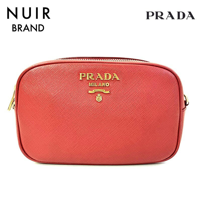 プラダ PRADA サフィアーノ 2way ゴールドチェーン ボディバッグ レッド WS2470 【中古】