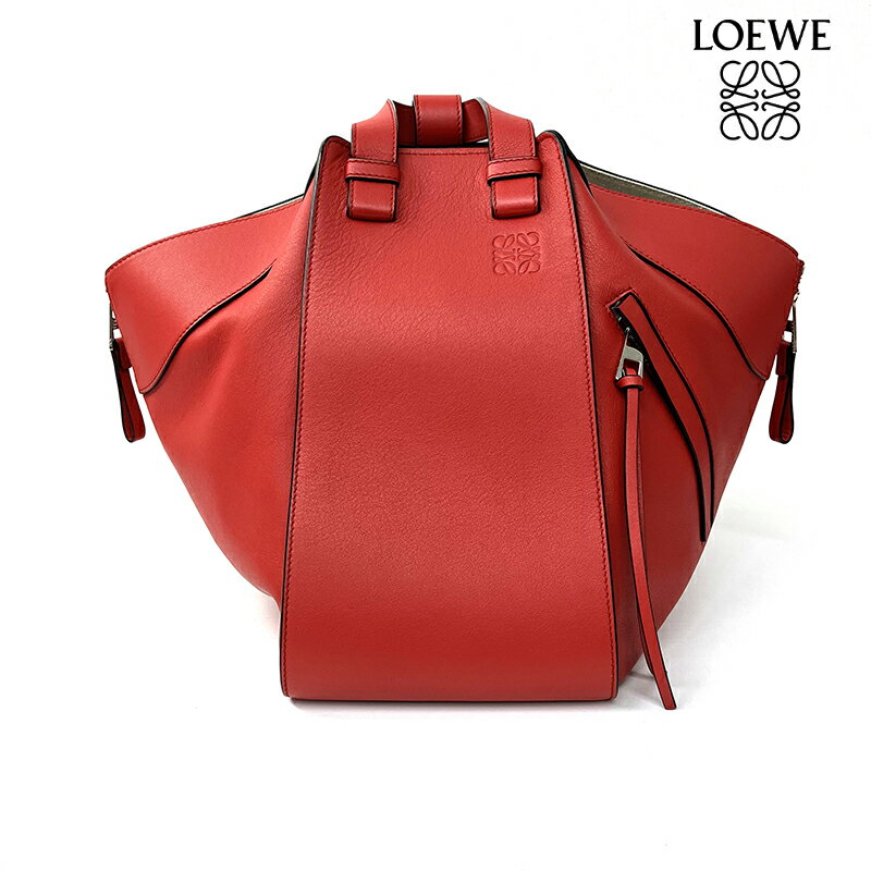 【全品10%OFF】ロエベ LOEWE ハンモックミディアム 2010-2020年 ショルダーバッグ ラムスキン レッド WS2006 【中古】【クーポン 5/16 1:59まで】【セール】