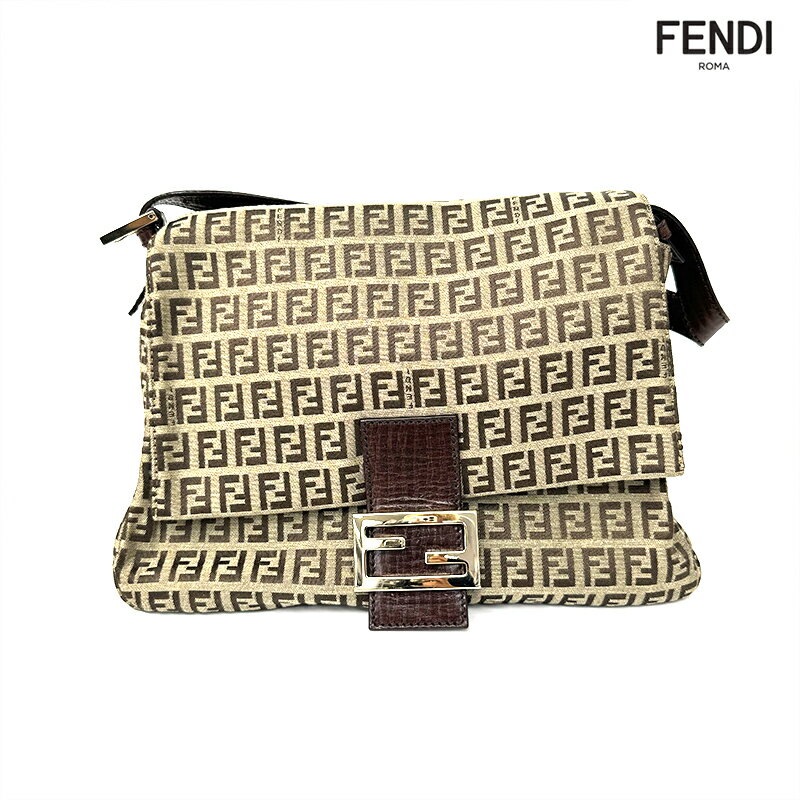 【全品10%OFF】フェンディ FENDI マンマバケット ズッチーノ ショルダーバッグ キャンバス ベージュ WS2045 【中古】【クーポン 5/16 1:59まで】【セール】