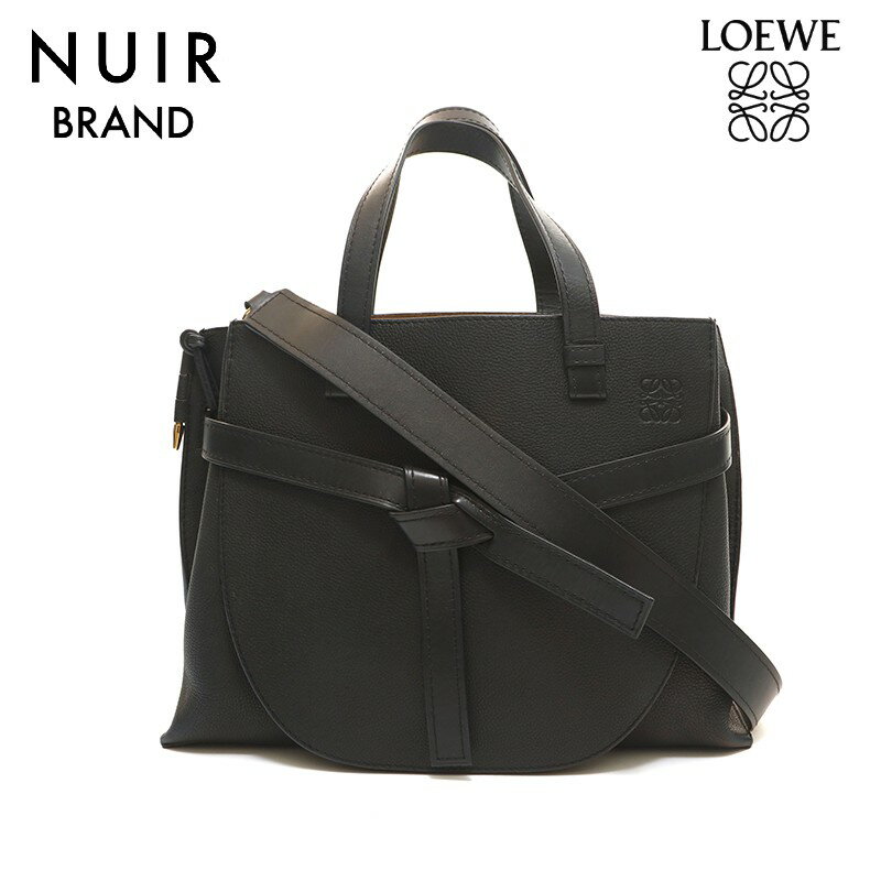 ロエベ LOEWE アナグラム 2way ハンド ショルダーバッグ レザー ブラック P14322 【中古】