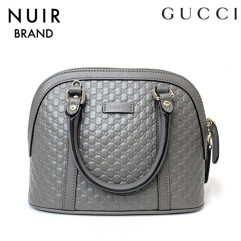 グッチ GUCCI マイクログッチシマ 2WAY ハンドバッグ カーフ グレー WS2262 【中古】