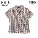 【全品20%OFFクーポン】 フェンディ FENDI パイル地 ズッカ柄 ポロシャツ ブラウン WS1322 【中古】【セール】