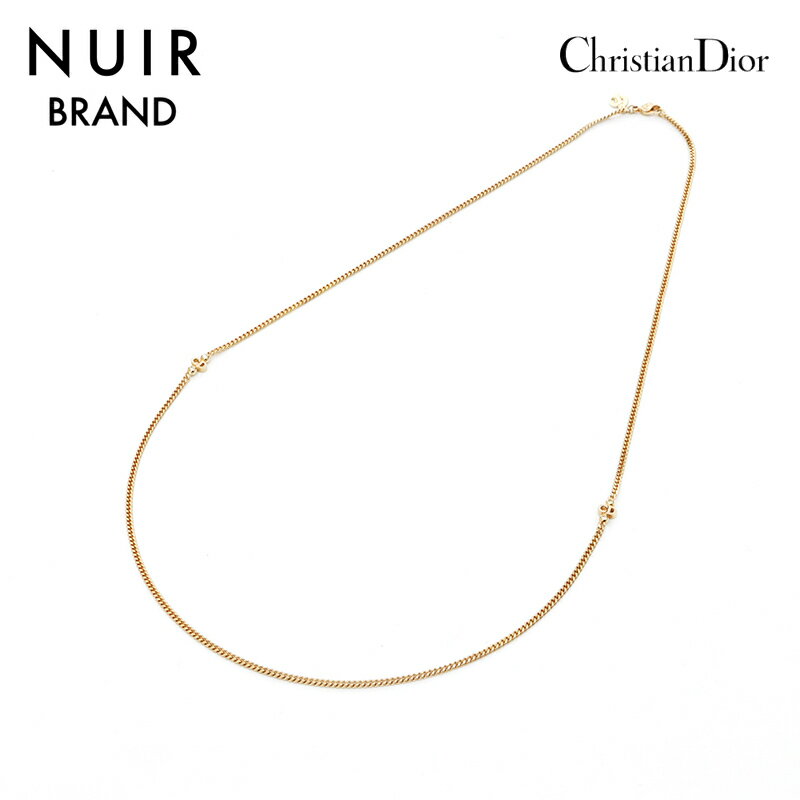 クリスチャンディオール Christian Dior CD ロゴ ラインストーン　ロング ネックレス ゴールド WS3489 【中古】