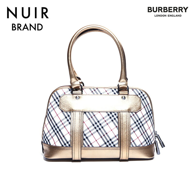 【全品10%OFF】バーバリー BURBERRY ノバチェック ハンドバッグ キャンバス ベージュ×ゴールド WS4246 【中古】【クーポン 5/16 1:59まで】【セール】