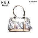 【全品20%OFFクーポン】 バーバリー BURBERRY ノバチェック ハンドバッグ キャンバス ベージュ×ゴールド WS4246 【中古】