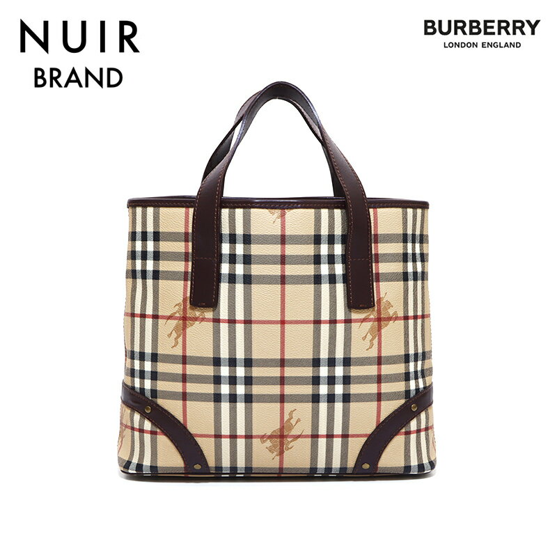 【全品10%OFF】バーバリー BURBERRY ノバチェック ハンドバッグ PVC ブラウン WS4450 【中古】【クーポン 5/16 1:59まで】【セール】