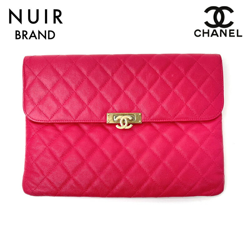 【全品10%OFF】シャネル CHANEL キャビアスキン セカンド クラッチバッグ ピンク WS1257 【中古】【クーポン 5/16 1:59まで】【セール】