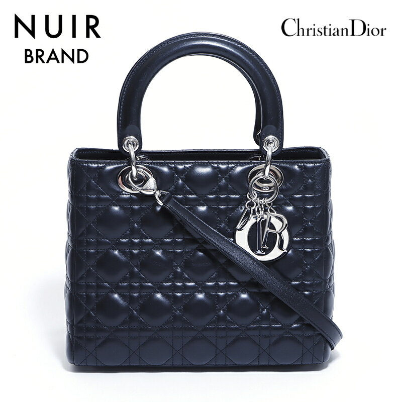 【全品10%OFF】クリスチャンディオール Christian Dior レディーディオール カナージュ 2way ハンドバッグ ブラック WS4775 【中古】【クーポン 5/16 1:59まで】【セール】