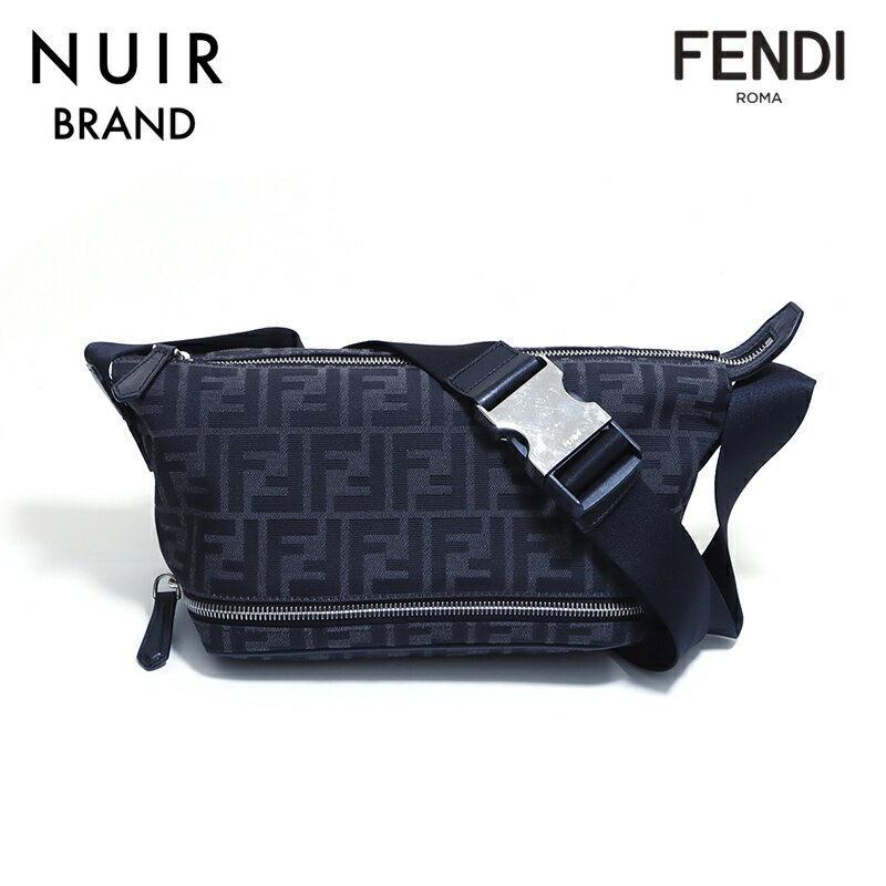 【全品10%OFF】フェンディ FENDI ズッカ 総柄 モノクロ クロスボディバッグ キャンバス ボディバッグ ブラック グレー WS2271 【中古】【クーポン 5/16 1:59まで】【セール】