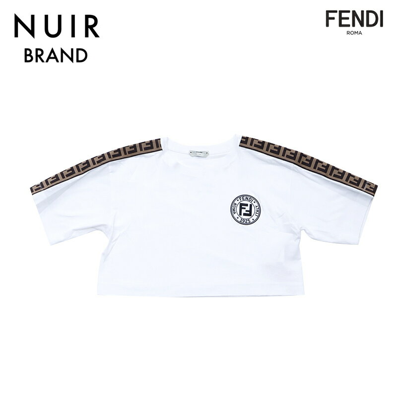 【全品10%OFF】フェンディ FENDI ズッカ ロゴ クロップド 半袖Tシャツ コットン ホワイト WS4743 【中古】【クーポン 5/16 1:59まで】【セール】