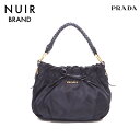 【全品16%OFFクーポン×ポイント最大45.5倍!!3/22 20:30〜3/27 01:59】 極美品 プラダ PRADA ナイロン リボン ハンドバッグ ブラック WS5934 【中古】