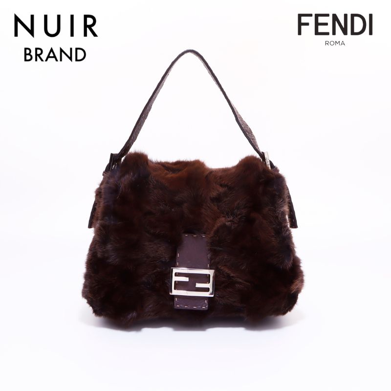 フェンディ FENDI マンマバケット セレリア ミンク ハンドバッグ ブラウン WS6066 【中古】