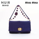 ミュウ ミュウ Miu Miu 3WAYショルダーxクラッチビジューチェーンマテラッセ ショルダーバッグ ネイビー WS6450 【中古】