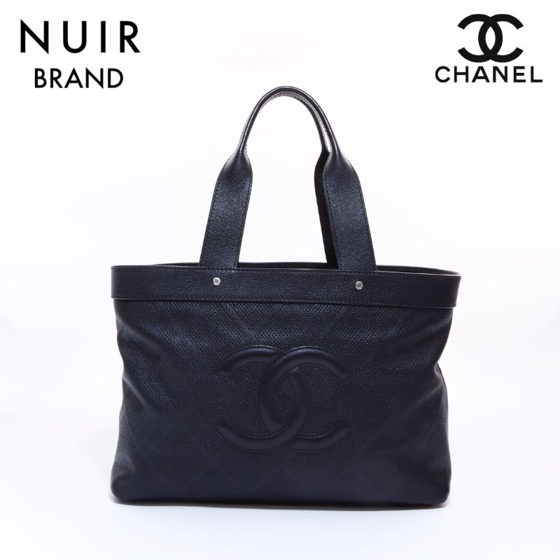 【全品10%OFF】シャネル CHANEL 11番台 デカココ パンチング トートバッグ ブラック WS6173 【中古】【クーポン 5/16 1:59まで】【セール】