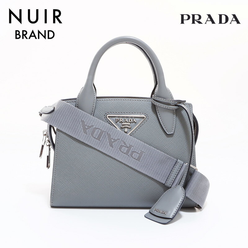 【全品10%OFF】プラダ PRADA 2way サフィアーノ キュイール ハンドバッグ グレー WS6783 【中古】【クーポン 5/16 1:59まで】【セール】