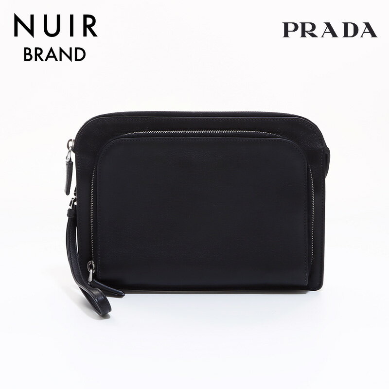 【全品10%OFF】プラダ PRADA トライアングルロゴ クラッチバッグ ブラック WS6801 【中古】【クーポン 5/16 1:59まで】【セール】