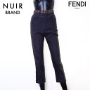 フェンディ FENDI Size:41 27inc ロゴ スキニー パンツ グレー WS6723 【中古】
